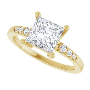 14K Yellow Gold 6.5x6.5 mm Square Ring Mounting – image 8