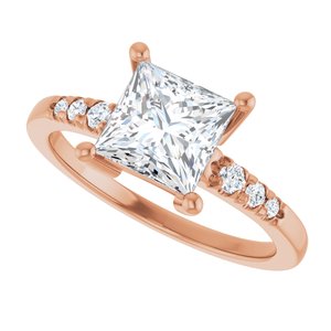 18K Rose Gold 6.5x6.5 mm Square Ring Mounting – image 8