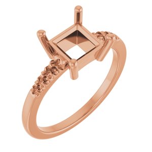 10K Rose Gold 6.5x6.5 mm Square Ring Mounting – image 2