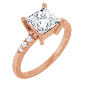14K Rose Gold 6.5x6.5 mm Square Ring Mounting