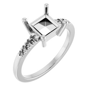 10K White Gold 6.5x6.5 mm Square Ring Mounting – image 2