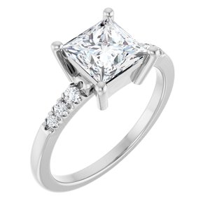 10K White Gold 6.5x6.5 mm Square Ring Mounting