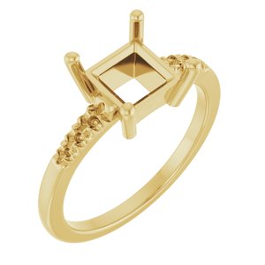 14K Yellow Gold 6.5x6.5 mm Square Ring Mounting – image 2