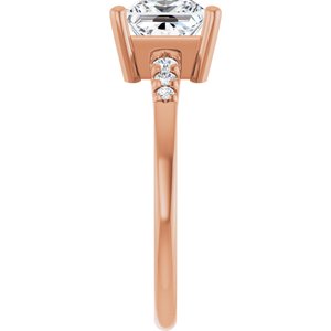 14K Rose Gold 6.5x6.5 mm Square Ring Mounting – image 7
