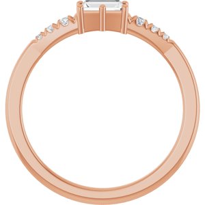 14K Rose Gold 4.5x2.5 mm Straight Baguette Ring Mounting – image 3