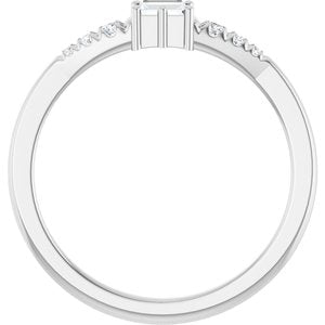 18K White Gold 3.25x2 mm Straight Baguette Ring Mounting – image 3