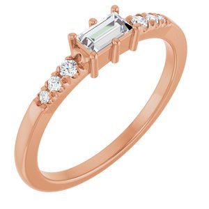 14K Rose Gold 4.5x2.5 mm Straight Baguette Ring Mounting