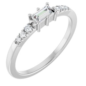 18K White Gold 4.5x2.5 mm Straight Baguette Ring Mounting