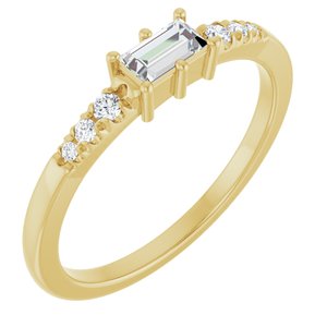 10K Yellow Gold 4.5x2.5 mm Straight Baguette Ring Mounting