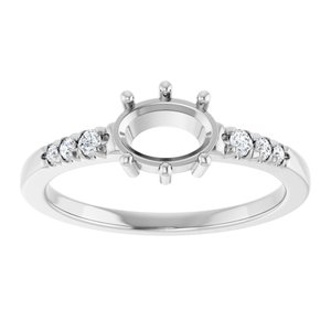 Sterling Silver 7x5 mm Oval 1/10 CTW Natural Diamond Semi-Set Ring – image 6