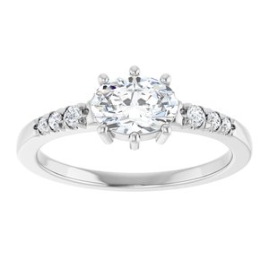 Sterling Silver 7x5 mm Oval 1/10 CTW Lab-Grown Diamond Semi-Set Ring – image 5
