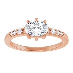 14K Rose Gold 7x5 mm Oval 1/10 CTW Lab-Grown Diamond Semi-Set Ring – image 5