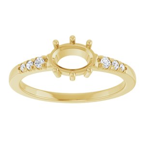 14K Yellow Gold 7x5 mm Oval 1/10 CTW Lab-Grown Diamond Semi-Set Ring – image 6