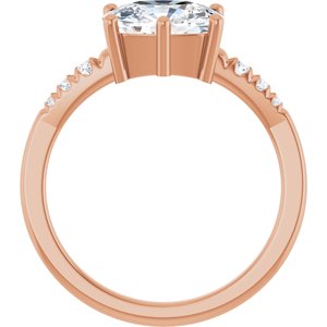 14K Rose Gold 9x7 mm Elongated Cushion Ring Mounting – image 3