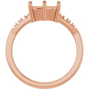 18K Rose Gold 9x7 mm Elongated Cushion Ring Mounting – image 4