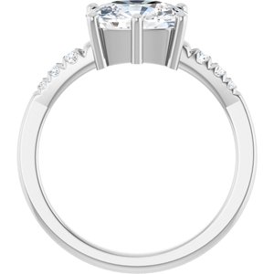 18K White Gold 9x7 mm Elongated Cushion Ring Mounting – image 3