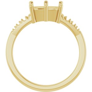 10K Yellow Gold 9x7 mm Elongated Cushion Ring Mounting – image 4