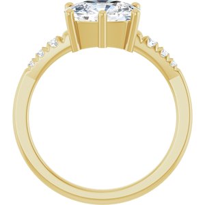 14K Yellow Gold 9x7 mm Elongated Cushion Ring Mounting – image 3