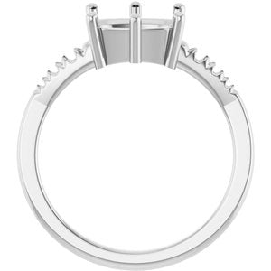 14K White Gold 9x7 mm Elongated Cushion Ring Mounting – image 4