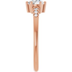 14K Rose Gold 5.2 mm Round 1/10 CTW Lab-Grown Diamond Semi-Set Ring – image 7