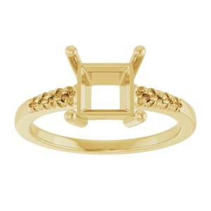 14K Yellow Gold 6.5x6.5 mm Square Ring Mounting – image 6