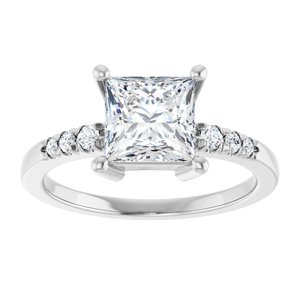 14K White Gold 6.5x6.5 mm Square Ring Mounting – image 5