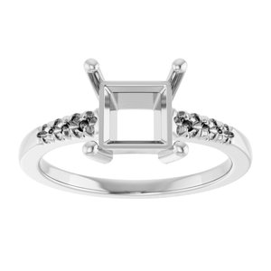 18K White Gold 6.5x6.5 mm Square Ring Mounting – image 6