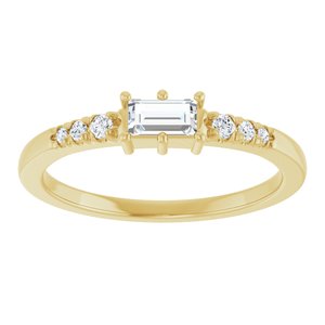 18K Yellow Gold 4.5x2.5 mm Straight Baguette Ring Mounting – image 5