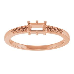 18K Rose Gold 4.5x2.5 mm Straight Baguette Ring Mounting – image 6