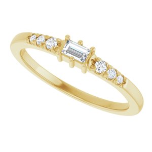 10K Yellow Gold 3.25x2 mm Straight Baguette Ring Mounting – image 8