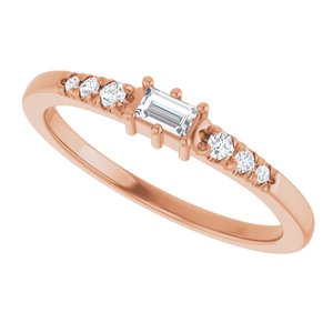 10K Rose Gold 3.25x2 mm Straight Baguette Ring Mounting – image 8