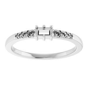 14K White Gold 3.25x2 mm Straight Baguette Ring Mounting – image 6