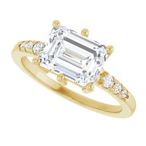 18K Yellow Gold 8.5x6.5 mm Emerald Ring Mounting – image 8