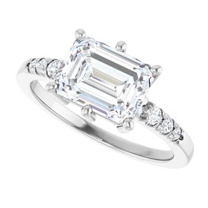 Platinum 8.5x6.5 mm Emerald Ring Mounting – image 8