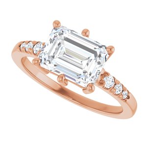 14K Rose Gold 8.5x6.5 mm Emerald Ring Mounting – image 8