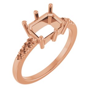 18K Rose Gold 8.5x6.5 mm Emerald Ring Mounting – image 2