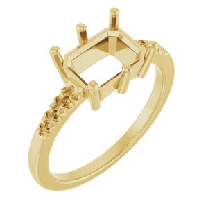 14K Yellow Gold 8.5x6.5 mm Emerald Ring Mounting – image 2