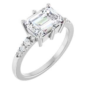 10K White Gold 8.5x6.5 mm Emerald Ring Mounting