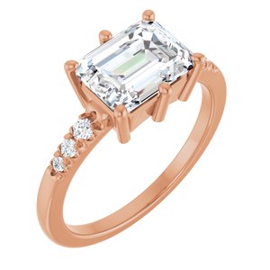 14K Rose Gold 8.5x6.5 mm Emerald Ring Mounting