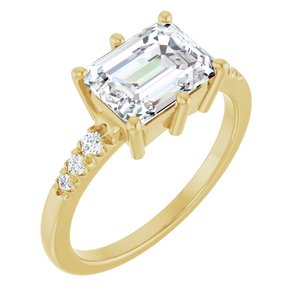 14K Yellow Gold 8.5x6.5 mm Emerald Ring Mounting