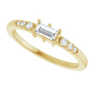 14K Yellow Gold 4.5x2.5 mm Straight Baguette Ring Mounting – image 8