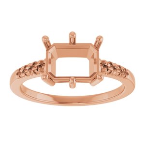 18K Rose Gold 8.5x6.5 mm Emerald Ring Mounting – image 6