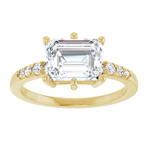 18K Yellow Gold 8.5x6.5 mm Emerald Ring Mounting – image 5
