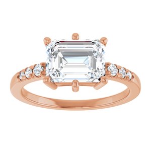 18K Rose Gold 8.5x6.5 mm Emerald Ring Mounting – image 5