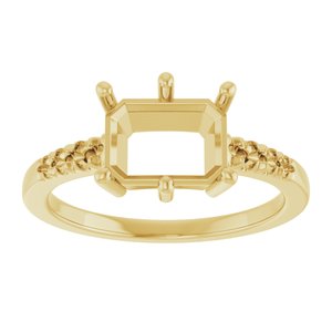 14K Yellow Gold 8.5x6.5 mm Emerald Ring Mounting – image 6