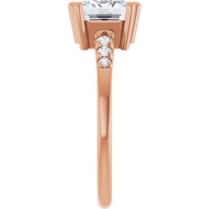 14K Rose Gold 8.5x6.5 mm Emerald Ring Mounting – image 7