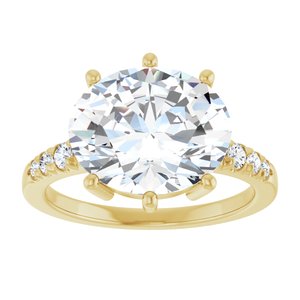 14K Yellow Gold 12x10 mm Oval Ring Mounting – image 5