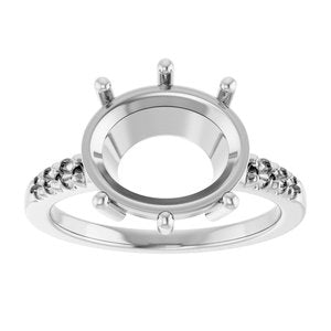 10K White Gold 12x10 mm Oval Ring Mounting – image 6