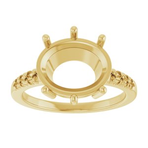 18K Yellow Gold 12x10 mm Oval Ring Mounting – image 6