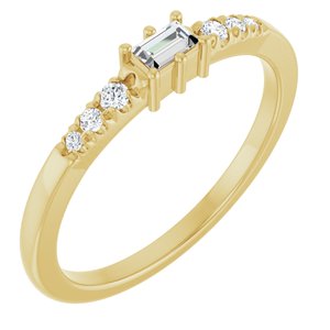 10K Yellow Gold 3.25x2 mm Straight Baguette Ring Mounting